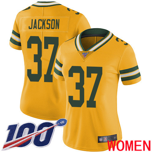 Green Bay Packers Limited Gold Women #37 Jackson Josh Jersey Nike NFL 100th Season Rush Vapor Untouchable->youth nfl jersey->Youth Jersey